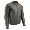 Milwaukee Leather men's black vented leather scooter jacket with side laces, featuring a stylish and durable design.