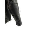 Milwaukee Leather men's black vented leather scooter jacket with side laces, featuring a classic motorcycle style and sturdy design.