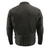 Milwaukee Leather Tall SH1010 men's black vented motorcycle leather jacket with side laces, designed for tall sizes.
