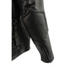 Black Milwaukee Leather men's Scooter motorcycle jacket with vented panels and side laces, tall size, front view.