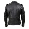 Milwaukee Leather black men's Brando motorcycle jacket made of cowhide leather with side lacing and classic design.