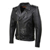 Milwaukee Leather black Brando motorcycle jacket for men made of cowhide leather with side lacing, classic style and durable design.