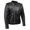 Milwaukee Leather black Brando motorcycle jacket for men made of cowhide leather with side lacing, classic and stylish.