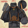 Milwaukee Leather men's black Brando motorcycle jacket made of cowhide leather with side lacing, shown from inside details.