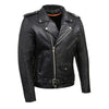 Black Milwaukee Leather Brando motorcycle jacket for men made of cowhide leather with side lacing, classic biker style.