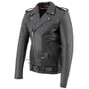 Milwaukee Leather men's Tall SH1011TALL black Brando motorcycle jacket made of cowhide leather with side lacing and classic design.