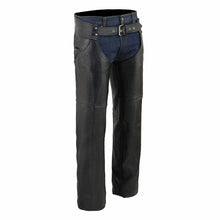 Milwaukee Leather Chaps for Men's Black Premium Leather- Classic Jean Style Pockets Motorcycle Riders Chap - SH1101