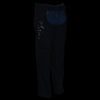 Milwaukee Leather women's black textile motorcycle riding chaps with tribal embroidery, featuring detailed stitching and secure fit.