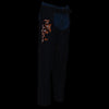 Milwaukee Leather women's black textile motorcycle riding chaps with orange accents and tribal embroidery, designed for rider protection.