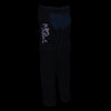 Milwaukee Leather Women's black textile motorcycle riding chaps with pink tribal embroidery and adjustable straps.