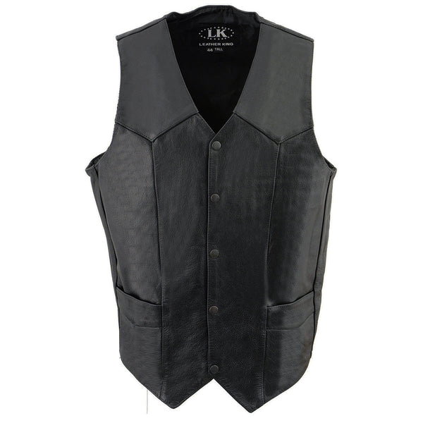 Milwaukee Leather SH1310Tall Men's Black Leather Classic V-Neck ...
