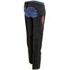 Milwaukee Leather Women's black and red textile winged chaps with detailed stitching and adjustable straps.
