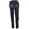 Milwaukee Leather Women's Winged Black and Pink Textile Chaps, featuring stylish design and durable material, shown in the image.