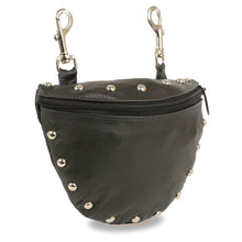 Milwaukee Leather SH197S Women's Black Leather Studded Belt Bag with Belt Clasps