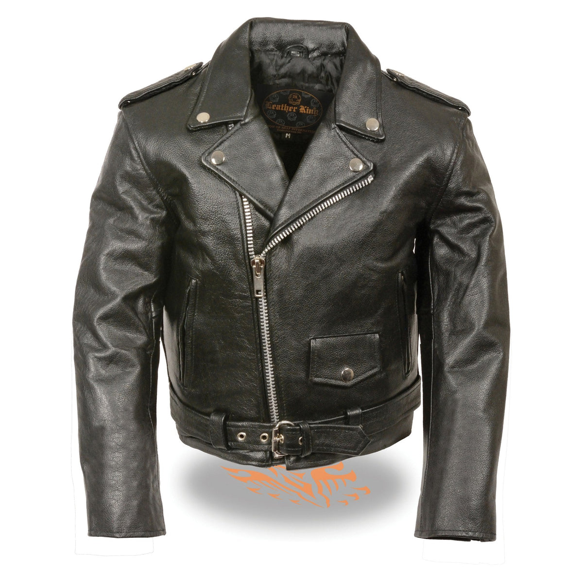 Black toddler motorcycle leather jacket by Milwaukee Leather featuring a classic design, suitable for kids' motorcycle or casual wear.