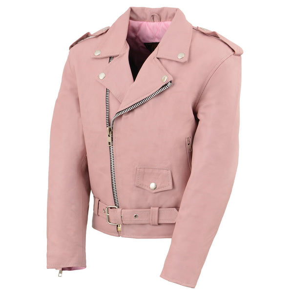 PINK COLOR SH2010 Girls Classic Style Pink Leather Motorcycle Jacket ...