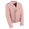Pink leather motorcycle jacket for girls by Milwaukee Leather, featuring a classic style designed for kids.