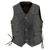 Kids black leather vest with side lace design, three snap closures, from Buffalo Leather Gear, featuring a classic style for children.