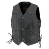 Milwaukee Leather SH2011L Kids Black Classic Side Lace Three Snap Leather Vest