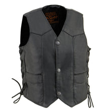 Milwaukee Leather SH2011L Kids Black Classic Side Lace Three Snap Leather Vest