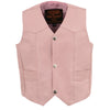 Girls pink leather vest with three snap closures, made by Milwaukee Leather, in a stylish plain pink design for kids.