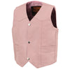 Girls pink leather vest with three snap buttons, part of Milwaukee Leather's kids clothing collection, shown in pink.