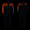 Milwaukee Leather NexGen men's black and orange waterproof hooded rain suit with armored details, designed for outdoor protection.
