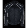 Milwaukee Leather NexGen SH2153 men's black armored moto jacket with textile and leather panels, featuring armor padding on shoulders and arms.