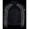 Milwaukee Leather men's black and grey armored moto jacket with textile and leather panels, featuring protective padding and multiple zippers.