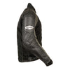 Milwaukee Leather men's black and grey armored moto jacket with textile and leather panels, featuring protective armor details.