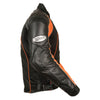 Milwaukee Leather NexGen SH2153 men's black and orange armored moto jacket with textile and leather panels, motorcycle-style design.