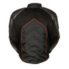 Milwaukee Leather NexGen SH2153 men's black and red armored leather and textile motorcycle jacket with mesh panels.
