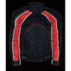 Milwaukee Leather NexGen SH2153 men's black and red armored leather and textile mesh moto jacket, front view with armored details.