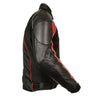 Milwaukee Leather NexGen SH2153 men's black and red armored leather and textile mesh moto jacket with protective padding.