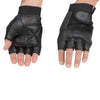 Milwaukee Leather SH217 Men's Black Leather Gel Padded Palm Fingerless Motorcycle Hand Gloves W/ Breathable ‘Mesh Material’