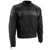 Milwaukee Leather men’s black leather and textile vented racer jacket with stylish design and motorcycle-inspired details.