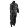 Milwaukee Leather Women's waterproof rain suit in black and grey with reflective piping, designed for weather protection.