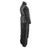 Milwaukee Leather women's black and grey waterproof rain suit with reflective piping, designed for outdoor protection.