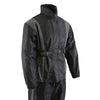 Milwaukee Leather women's black and grey waterproof rain suit with reflective piping, designed for outdoor protection.