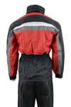 Milwaukee Leather NexGen men's black and red waterproof rain suit with hood, designed for outdoor weather protection.