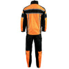 Milwaukee Leather men's black and orange water-resistant rain suit with reflective tape, suitable for wet weather protection.