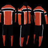 Milwaukee Leather men's black and orange water-resistant rain suit with reflective tape, shown from three angles.