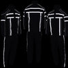 Milwaukee Leather men's black water-resistant rain suit with reflective tape, shown in a night view.