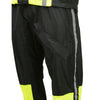 Milwaukee Leather men's black and neon green waterproof rain suit with reflective tape, designed for motorcycle and outdoor use.