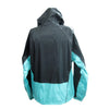 Milwaukee Leather NexGen Ladies black and turquoise waterproof rain suit with hood, designed for rain protection and outdoor activity.