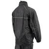 Milwaukee Leather NexGen SH2334 men's black waterproof rain suit with reflective flame skull design, shown in close-up image.