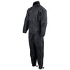 Milwaukee Leather NexGen SH2334 men's black waterproof rain suit with reflective flame skull design and hood for outdoor protection.