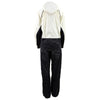 Milwaukee Leather NexGen Ladies beige and black waterproof rain suit with hood, shown from the back view.