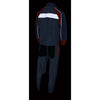 Milwaukee Leather men's gray and orange water-resistant rain suit with reflective piping, designed for outdoor weather protection.