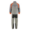 Milwaukee Leather men's gray and orange water-resistant rain suit with reflective piping, designed for outdoor protection.